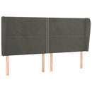vidaXL sötétszürke bársony fejtámla szárnyakkal 203x23x118/128 cm