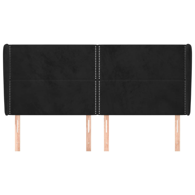 vidaXL fekete bársony fejtámla szárnyakkal 203x23x118/128 cm