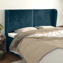 vidaXL sötétkék bársony fejtámla szárnyakkal 203x23x118/128 cm