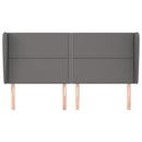 vidaXL szürke műbőr fejtámla szárnyakkal 183x23x118/128 cm