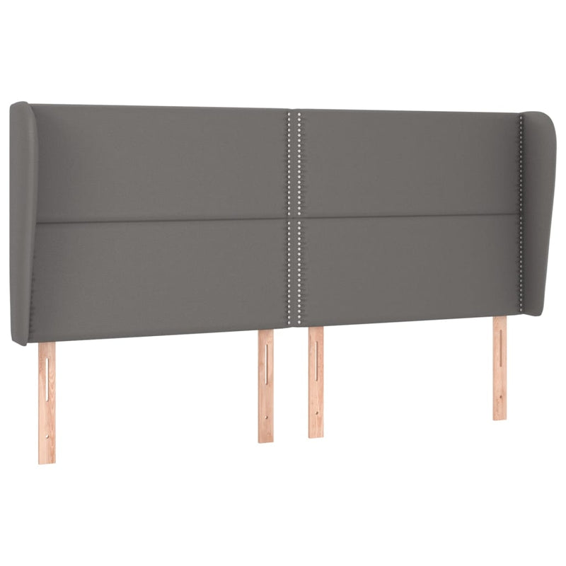 vidaXL szürke műbőr fejtámla szárnyakkal 203x23x118/128 cm