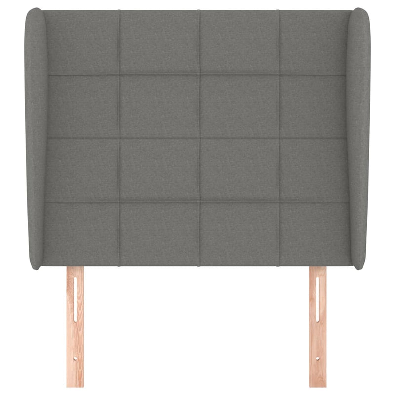 vidaXL sötétszürke szövet fejtámla szárnyakkal 83 x 23 x 118/128 cm