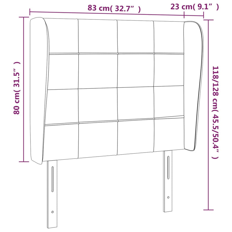 vidaXL sötétszürke szövet fejtámla szárnyakkal 83 x 23 x 118/128 cm