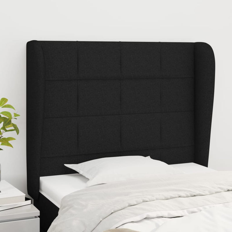 vidaXL fekete szövet fejtámla szárnyakkal 83 x 23 x 118/128 cm