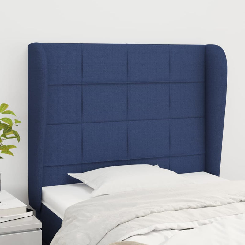vidaXL kék szövet fejtámla szárnyakkal 93 x 23 x 118/128 cm