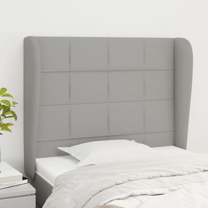 vidaXL világosszürke szövet fejtámla szárnyakkal 103 x 23 x 118/128 cm