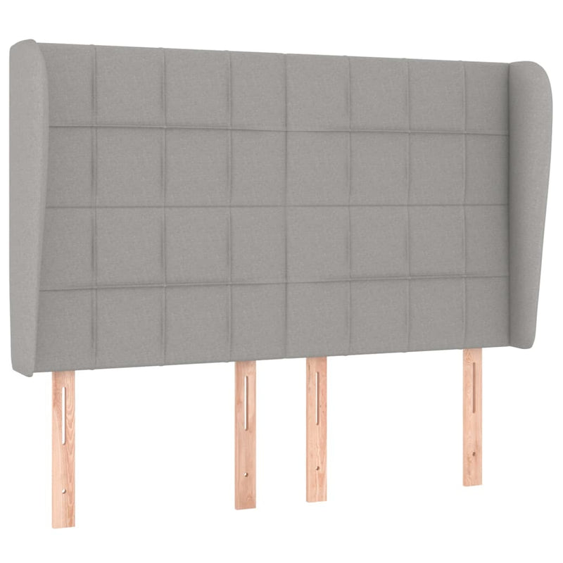 vidaXL világosszürke szövet fejtámla szárnyakkal 147 x 23 x 118/128 cm
