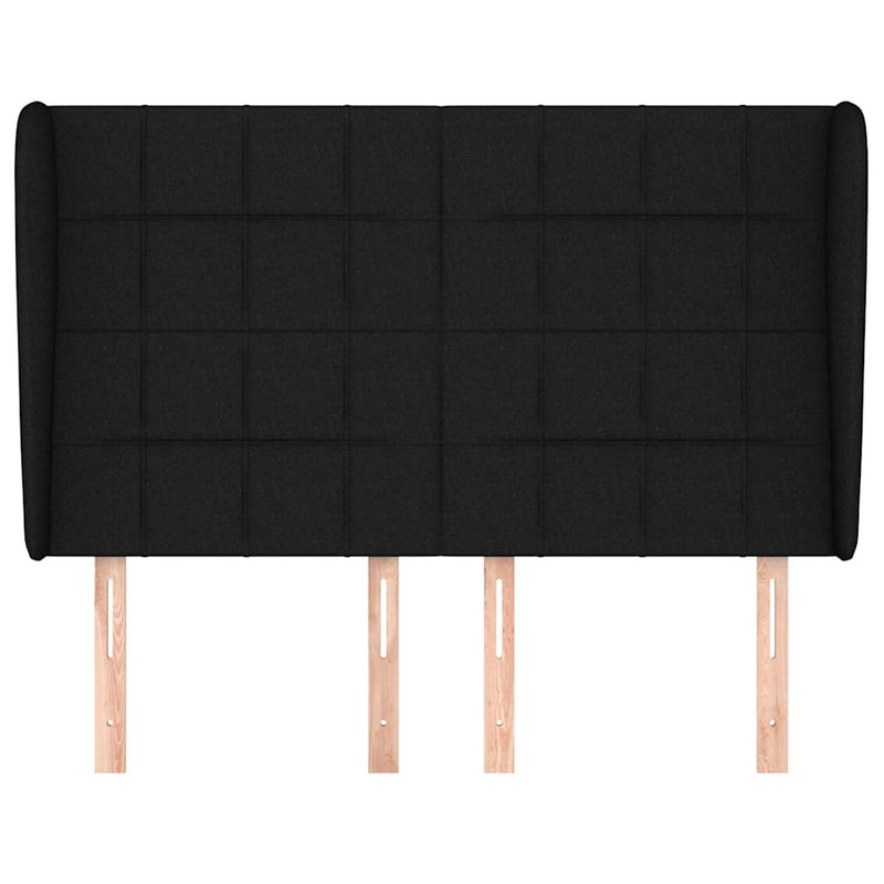 vidaXL fekete szövet fejtámla szárnyakkal 147 x 23 x 118/128 cm