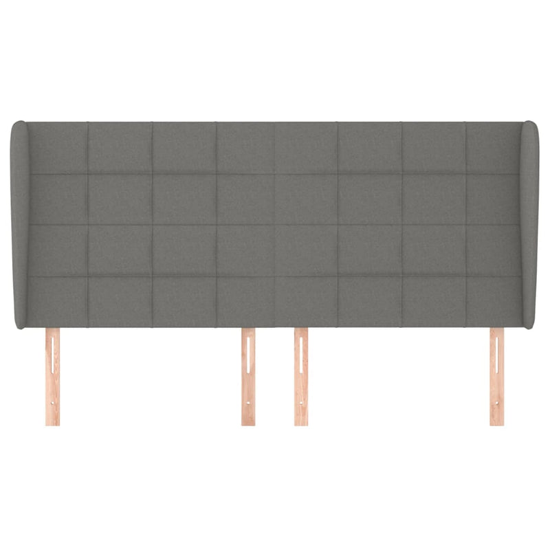 vidaXL sötétszürke szövet fejtámla szárnyakkal 183x23x118/128 cm