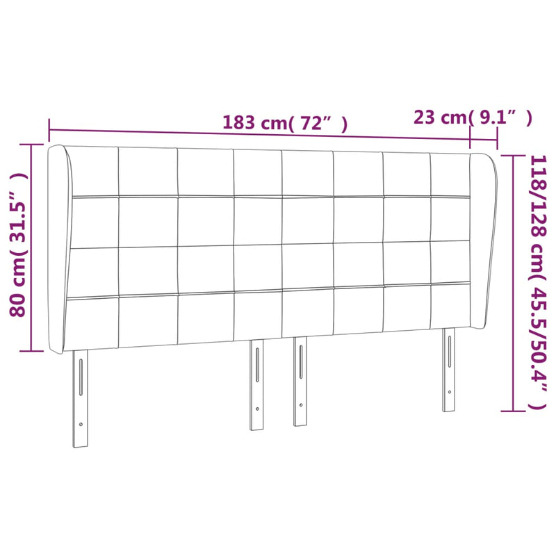 vidaXL sötétszürke szövet fejtámla szárnyakkal 183x23x118/128 cm