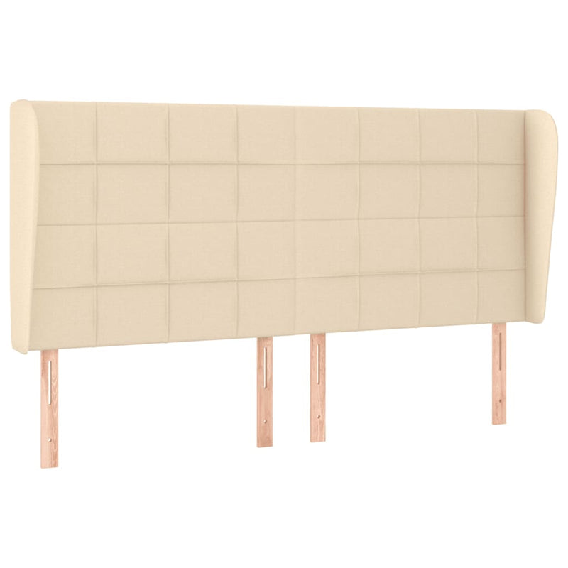vidaXL krémszínű szövet fejtámla szárnyakkal 183x23x118/128 cm