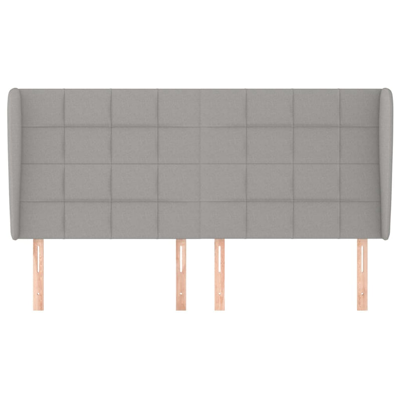 vidaXL világosszürke szövet fejtámla szárnyakkal 203x23x118/128 cm