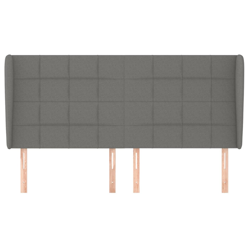 vidaXL sötétszürke szövet fejtámla szárnyakkal 203x23x118/128 cm