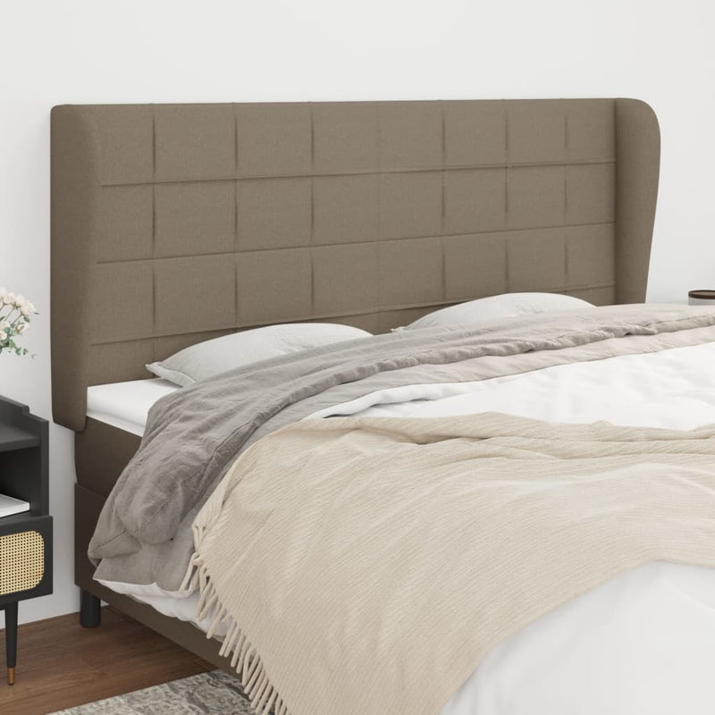vidaXL tópszínű szövet fejtámla szárnyakkal 203x23x118/128 cm