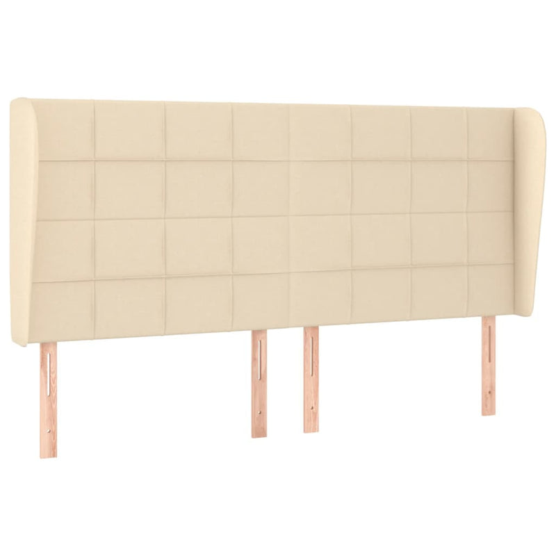 vidaXL krémszínű szövet fejtámla szárnyakkal 203x23x118/128 cm