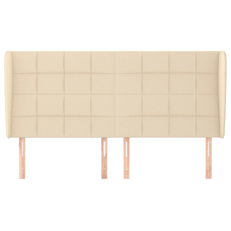 vidaXL krémszínű szövet fejtámla szárnyakkal 203x23x118/128 cm