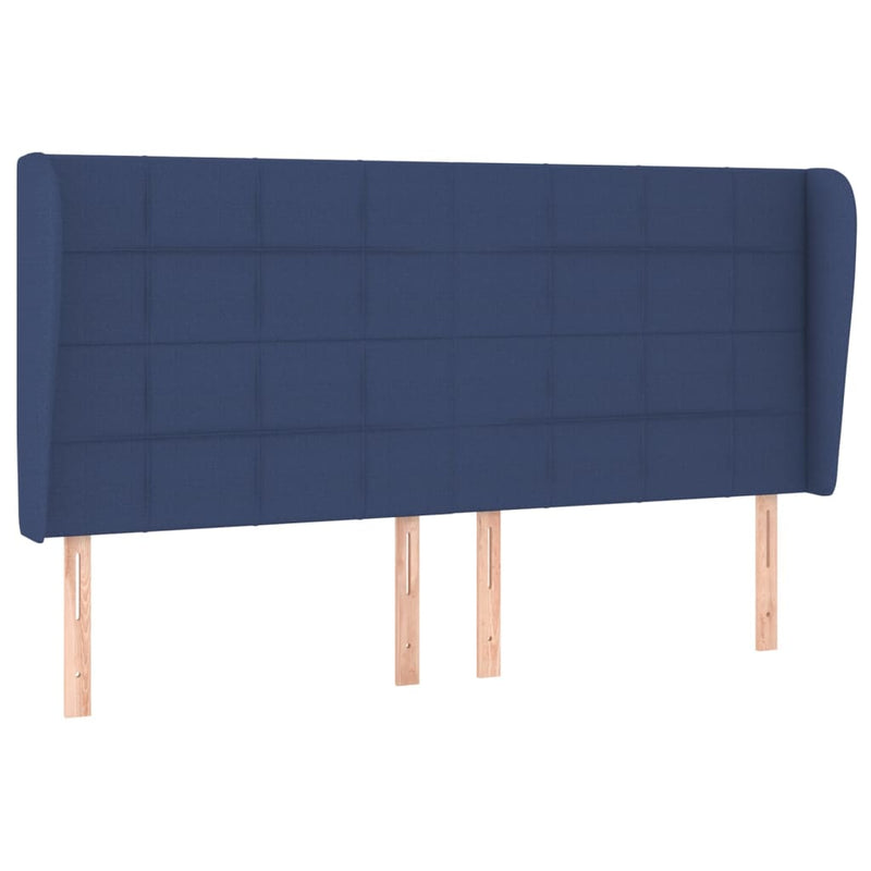 vidaXL kék szövet fejtámla szárnyakkal 203x23x118/128 cm