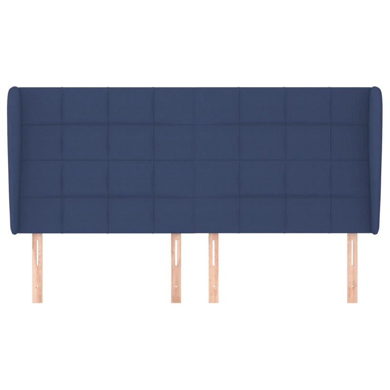 vidaXL kék szövet fejtámla szárnyakkal 203x23x118/128 cm