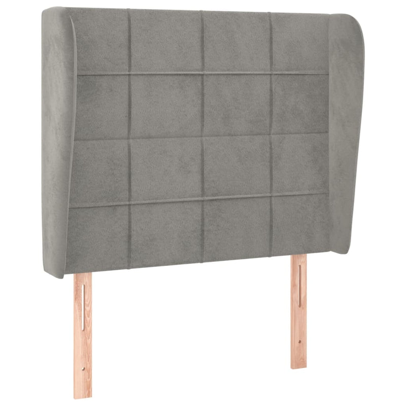 vidaXL világosszürke bársony fejtámla szárnyakkal 83 x 23 x 118/128 cm