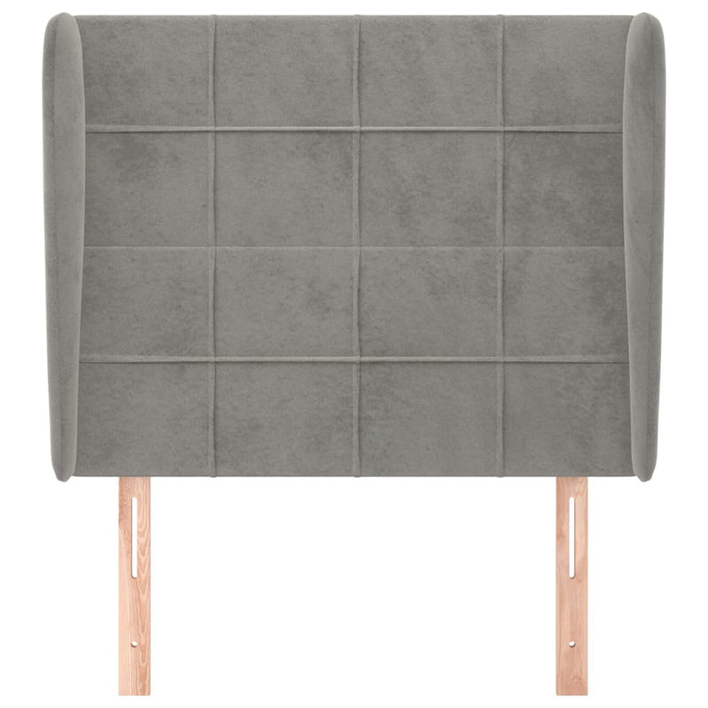 vidaXL világosszürke bársony fejtámla szárnyakkal 83 x 23 x 118/128 cm