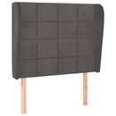 vidaXL sötétszürke bársony fejtámla szárnyakkal 83 x 23 x 118/128 cm