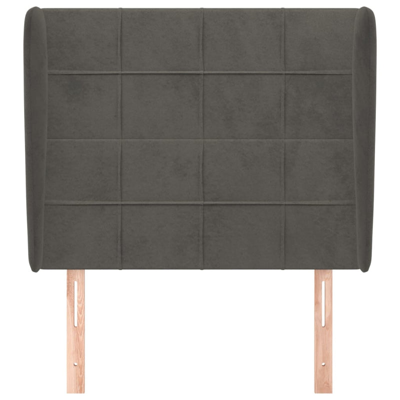 vidaXL sötétszürke bársony fejtámla szárnyakkal 83 x 23 x 118/128 cm
