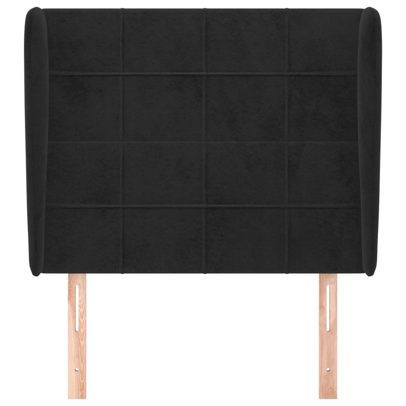 vidaXL fekete bársony fejtámla szárnyakkal 83 x 23 x 118/128 cm
