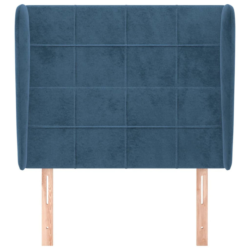 vidaXL sötétkék bársony fejtámla szárnyakkal 83 x 23 x 118/128 cm