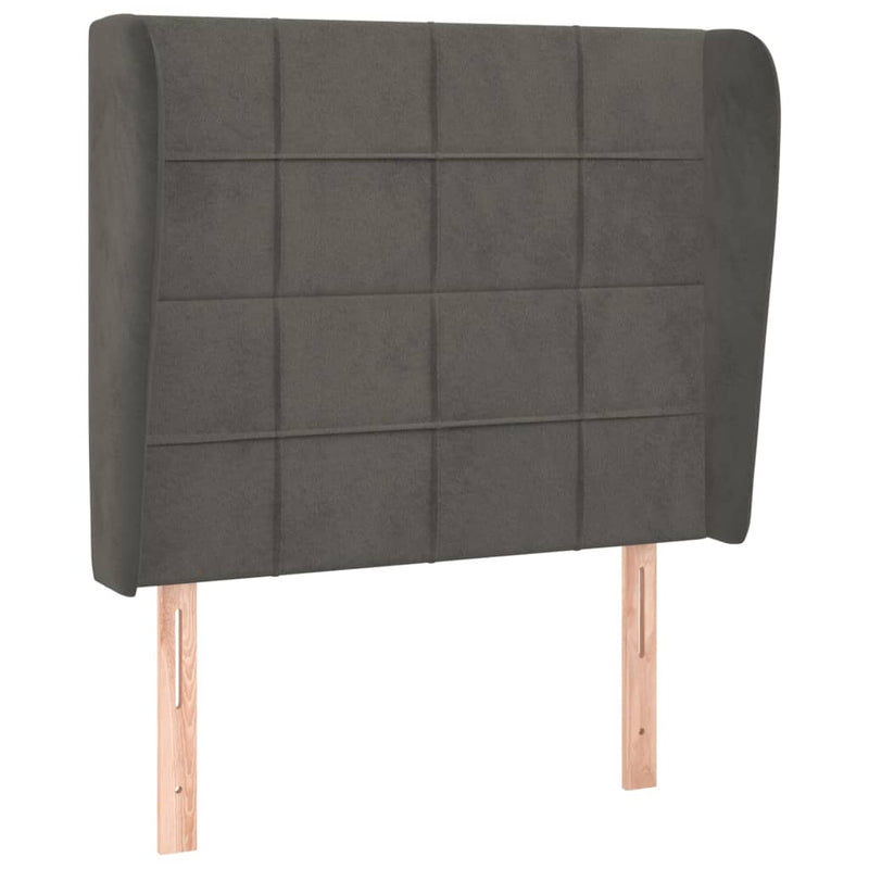 vidaXL sötétszürke bársony fejtámla szárnyakkal 93 x 23 x 118/128 cm