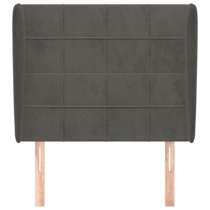 vidaXL sötétszürke bársony fejtámla szárnyakkal 93 x 23 x 118/128 cm