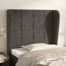 vidaXL sötétszürke bársony fejtámla szárnyakkal 93 x 23 x 118/128 cm