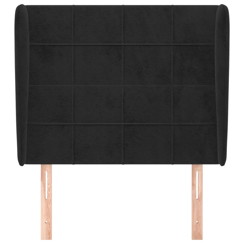 vidaXL fekete bársony fejtámla szárnyakkal 93 x 23 x 118/128 cm