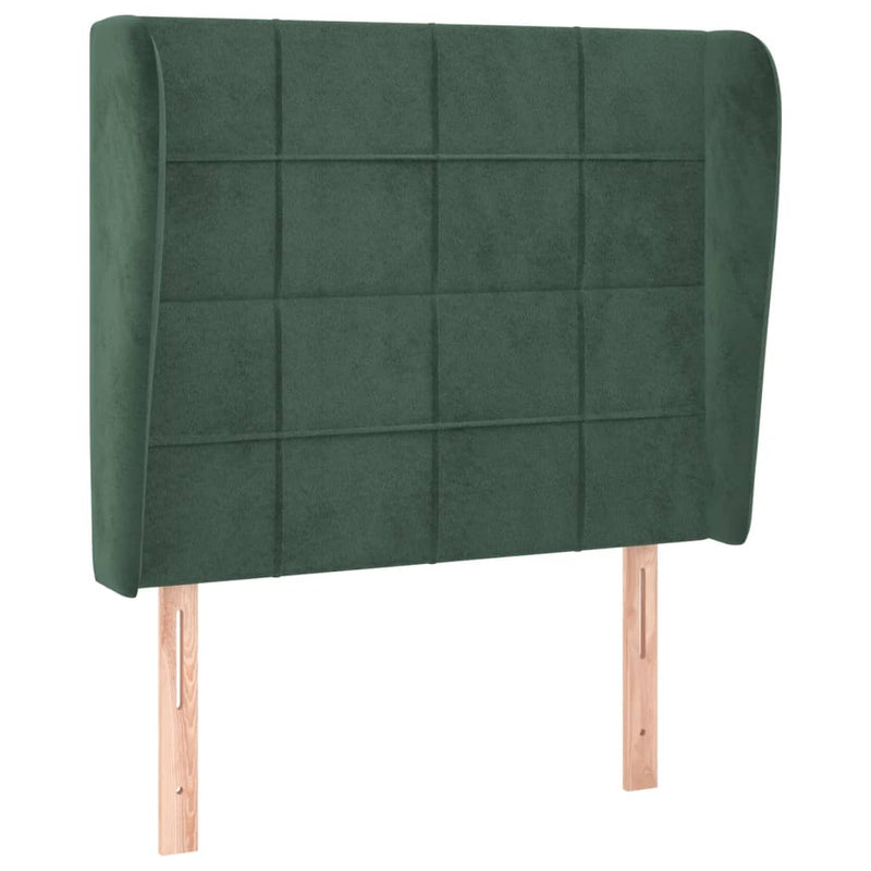 vidaXL sötétzöld bársony fejtámla szárnyakkal 93 x 23 x 118/128 cm