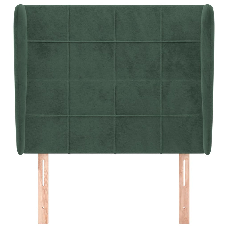 vidaXL sötétzöld bársony fejtámla szárnyakkal 93 x 23 x 118/128 cm