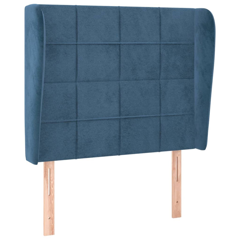 vidaXL sötétkék bársony fejtámla szárnyakkal 93 x 23 x 118/128 cm