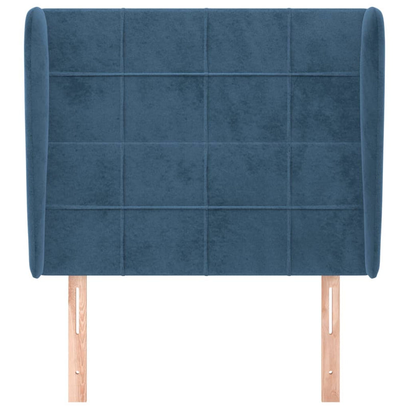 vidaXL sötétkék bársony fejtámla szárnyakkal 93 x 23 x 118/128 cm