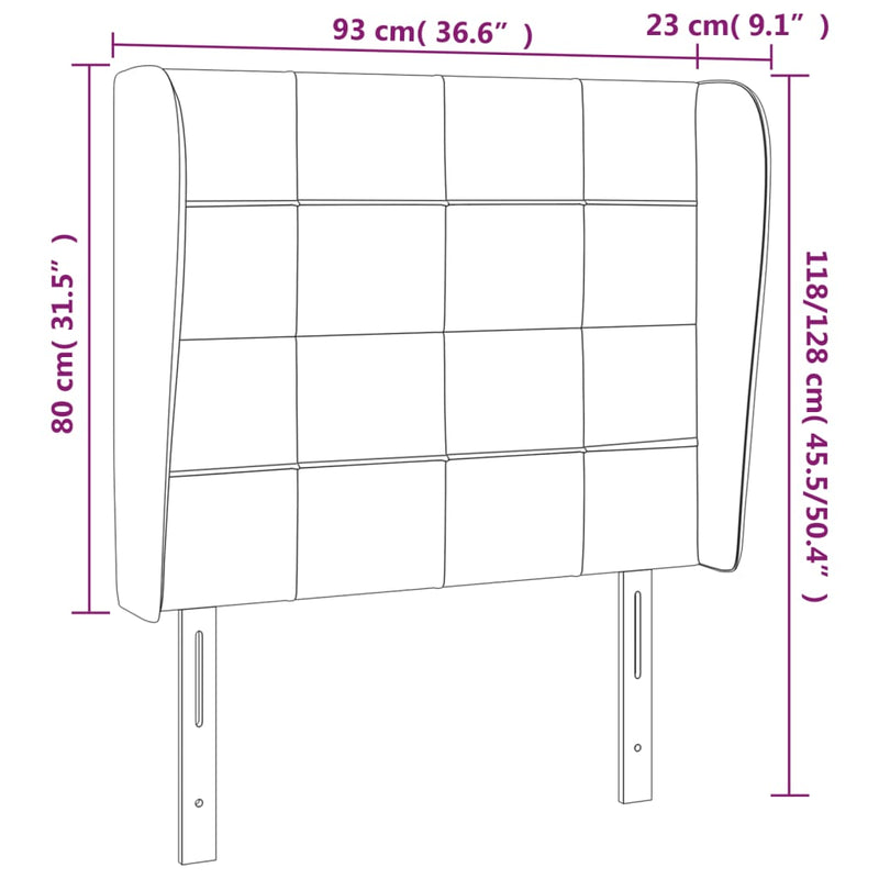 vidaXL sötétkék bársony fejtámla szárnyakkal 93 x 23 x 118/128 cm