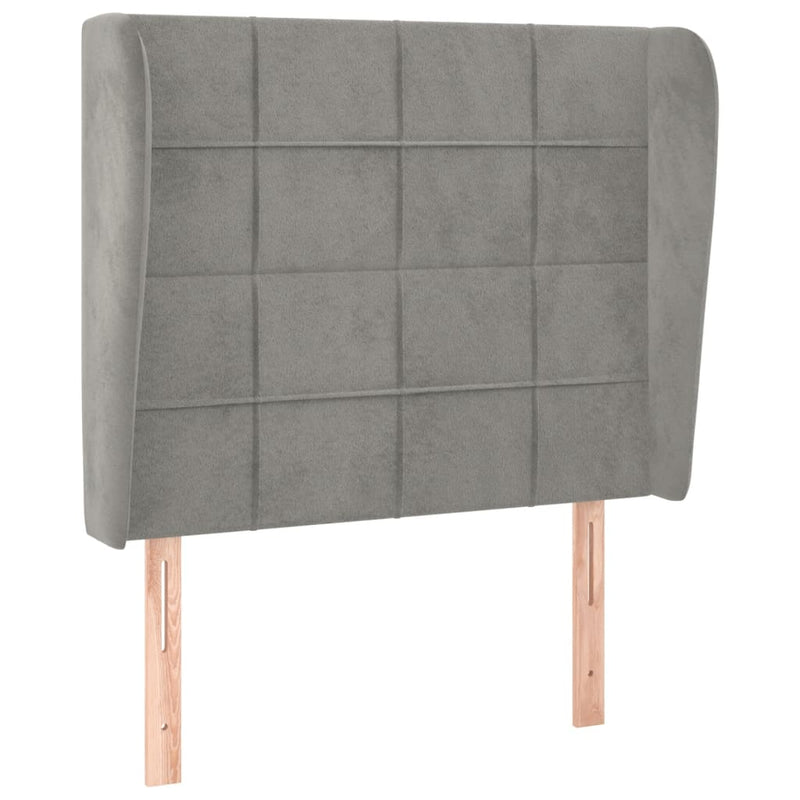 vidaXL világosszürke bársony fejtámla szárnyakkal103 x 23 x 118/128 cm