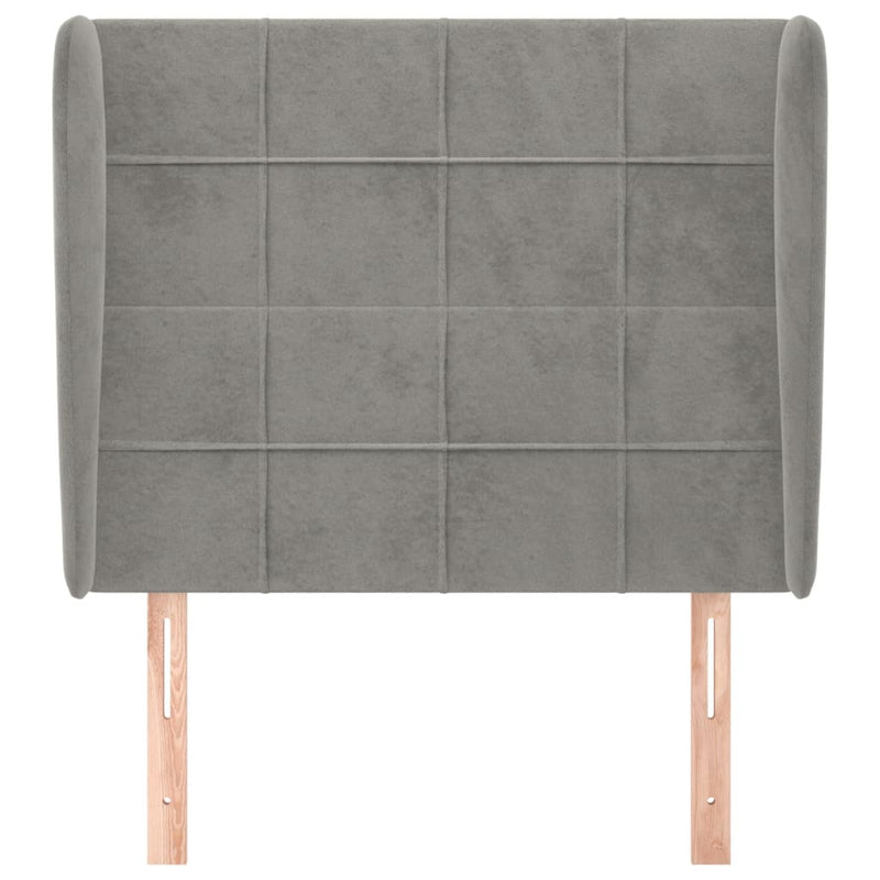 vidaXL világosszürke bársony fejtámla szárnyakkal103 x 23 x 118/128 cm
