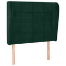 vidaXL sötétzöld bársony fejtámla szárnyakkal 103 x 23 x 118/128 cm