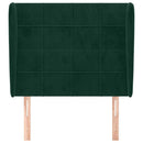 vidaXL sötétzöld bársony fejtámla szárnyakkal 103 x 23 x 118/128 cm