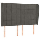 vidaXL sötétszürke bársony fejtámla szárnyakkal 147 x 23 x 118/128 cm