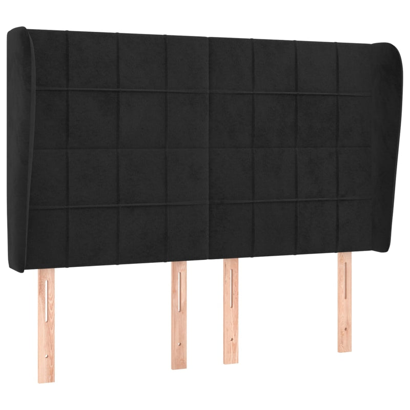 vidaXL fekete bársony fejtámla szárnyakkal 147 x 23 x 118/128 cm