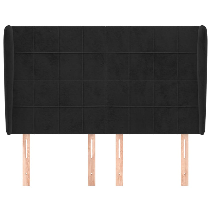 vidaXL fekete bársony fejtámla szárnyakkal 147 x 23 x 118/128 cm