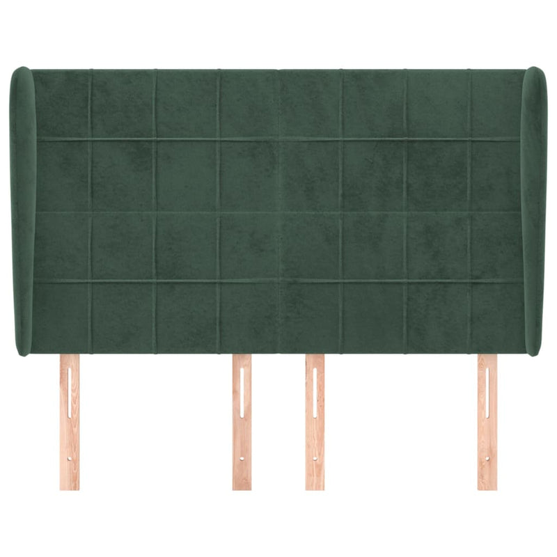 vidaXL sötétzöld bársony fejtámla szárnyakkal 147 x 23 x 118/128 cm