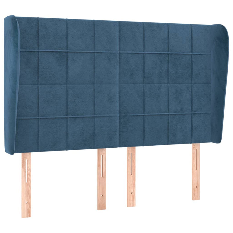 vidaXL sötétkék bársony fejtámla szárnyakkal 147 x 23 x 118/128 cm