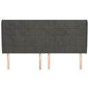 vidaXL sötétszürke bársony fejtámla szárnyakkal 163 x 23 x 118/128 cm