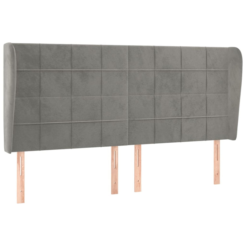 vidaXL világosszürke bársony fejtámla szárnyakkal 183x23x118/128 cm