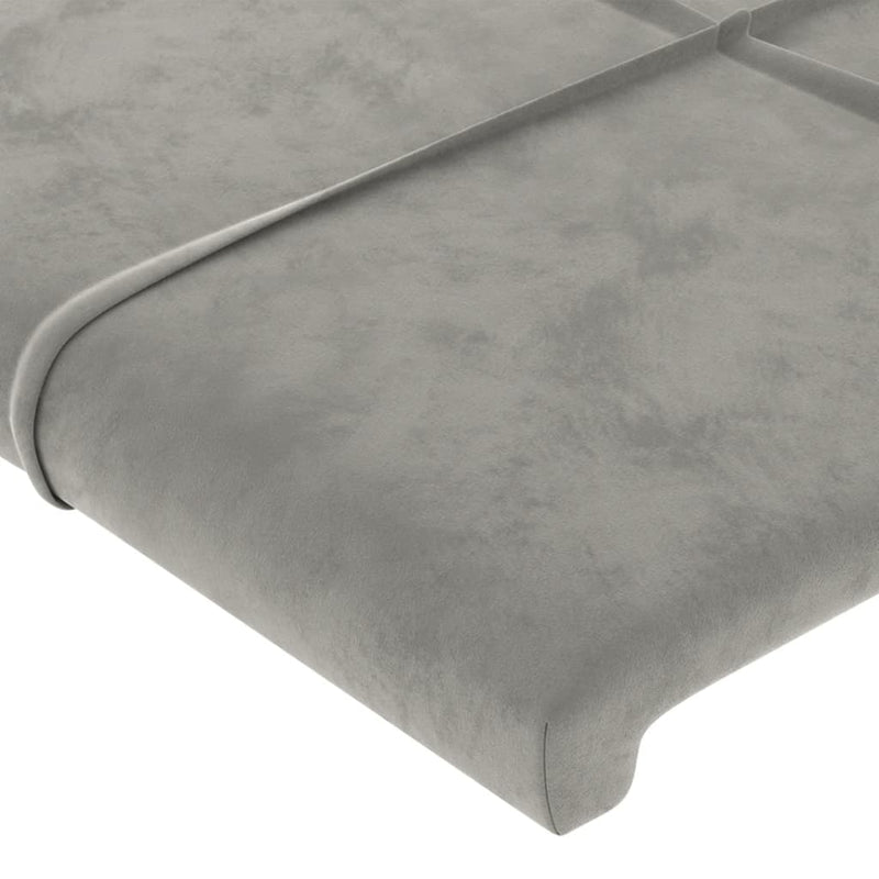 vidaXL világosszürke bársony fejtámla szárnyakkal 183x23x118/128 cm