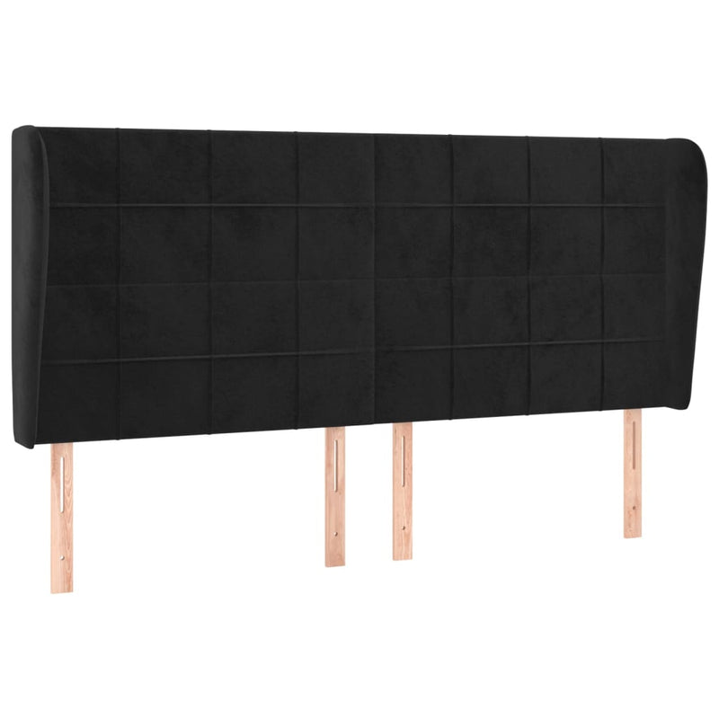 vidaXL fekete bársony fejtámla szárnyakkal 183x23x118/128 cm